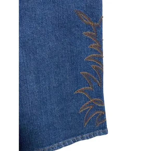Ralph Lauren Jeans Co Bootcut Western Embroidered Leg Womens 14P 14 Petite - Picture 6 of 11